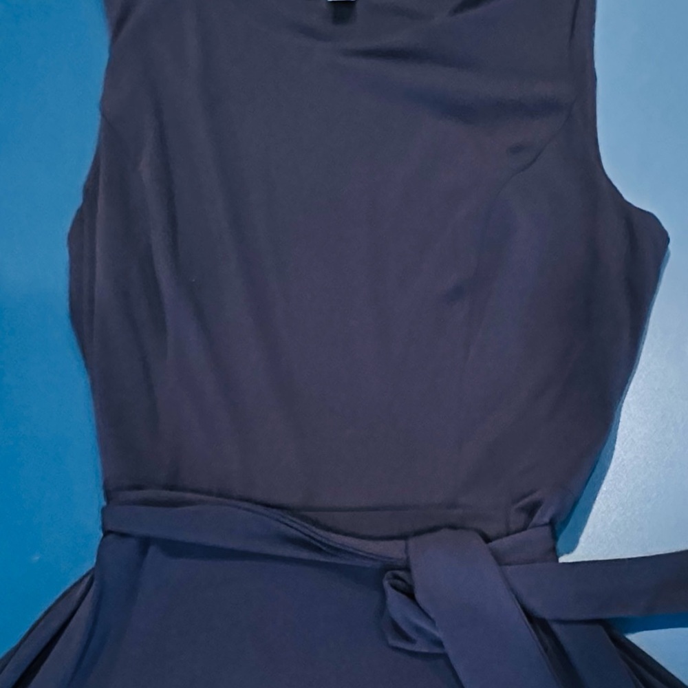 Charter Club Navy Blue Petite Tie Belt Sheath Maxi Dress